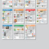 The Art Creative Practice Poster pack includes twelve vibrant educational posters in a grid layout, each highlighting topics like creative practice, art forms, visual language, art elements, principles, processes, lenses, inspiration, and the viewer.
