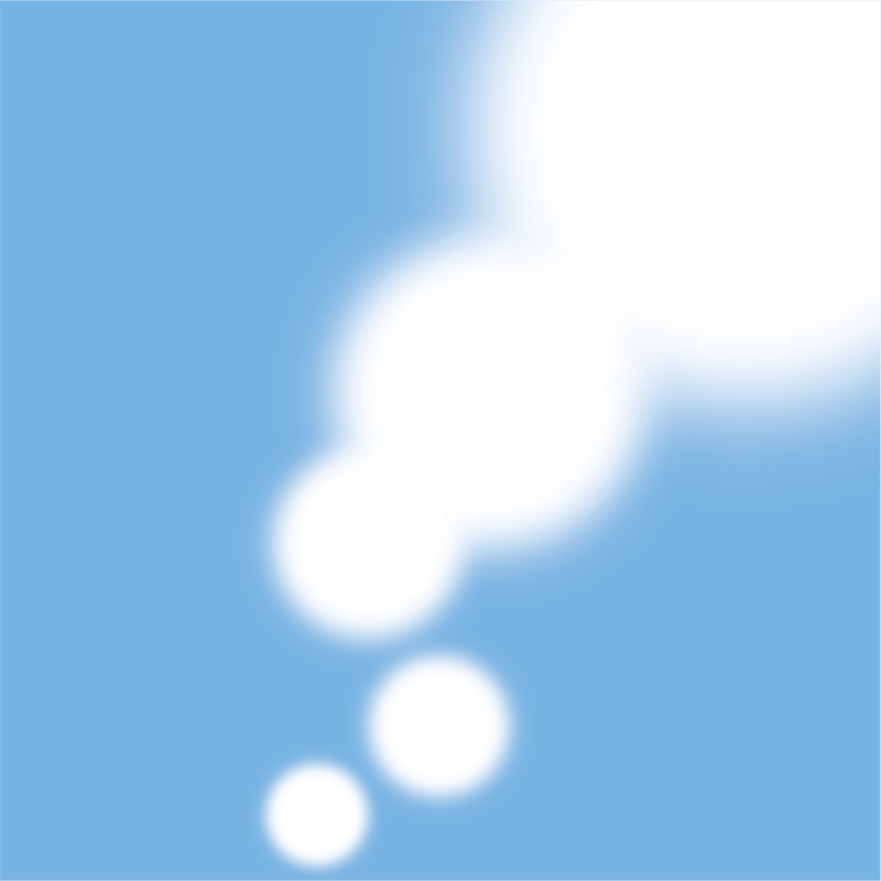 A light blue background with several white, blurry circles of varying sizes arranged diagonally, resembling bubbles or a thought cloud.