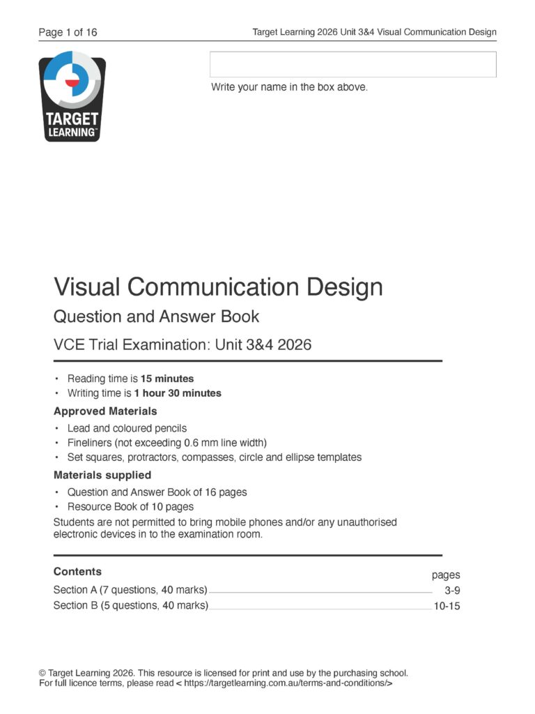 2026 Visual Communication Design Unit 3 & 4 Trial Examination - Target ...